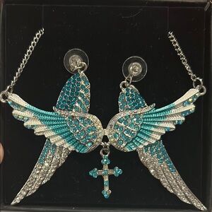 Angel Wing Necklace with Cross Pendant